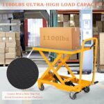 Heavy-Duty Manual Scissor Lift Cart - 1100 lbs Hydraulic Material Handling Trolley - Image 4