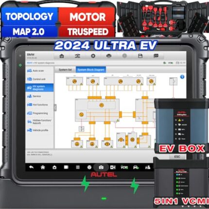 Autel MaxiSys Ultra EV 2024 UltraEV: Updated of MS Ultra MS919 w/EVDiag Kit, High-Voltage System & Battery Analyse, 5in1 VCMI, J2534 Programming Coding, Motor TruSpeed Repair, Topology 2.0, 3000+ Test