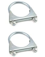 QWORK U-Bolt Muffler Tip Exhaust Hook, 2-1/2" OD 2Pcs Stainless Steel Universal Silencer Exhaust Clip