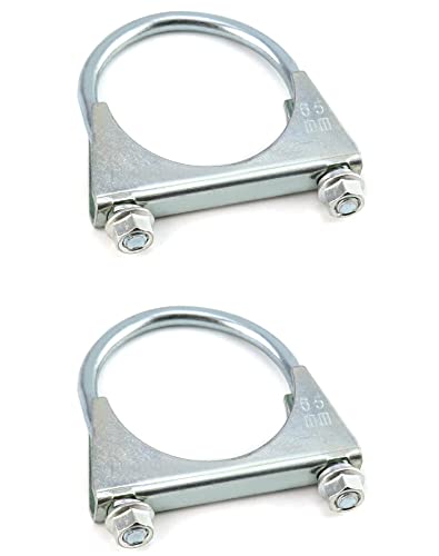 QWORK U-Bolt Muffler Tip Exhaust Hook, 2-1/2" OD 2Pcs Stainless Steel Universal Silencer Exhaust Clip