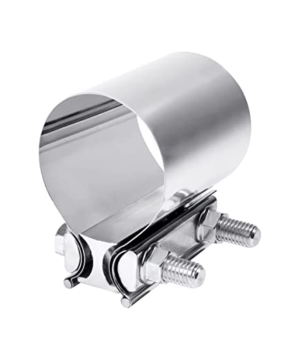 ESEWALAS Stainless Steel Exhaust Clamp,2.0” 2.25” 2.5” 2.75” 3.0” 4.0” Butt Joint Exhaust Pipe Muffler Band Clamp Sleeve Coupler,Exhaust Pipe Clamp Exhaust Band Clamp (2.5inch)