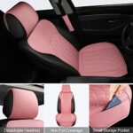 Leather Car Seat Covers Pink Universal Fit w/ Storage Pocket & Belt Pads - Image 4