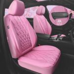 Luxury Pink Leather Car Seat Covers Set – Waterproof, Airbag Safe, SUV Fit - Image 2