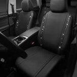 Sparkly Diamond Leather Car Seat Covers - Universal Fit Rhinestone Black Set - Image 2