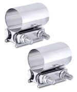 AOCISKA 2 Packs Exhaust Clamp,2.0” 2.25” 2.5” 3.0” Stainless Steel Joint Exhaust Pipe Muffler Clamp Band Butt Joint Band Clamp Sleeve Coupler,Used for Exhaust Pipe,Muffler,Elbow (2.25inch)