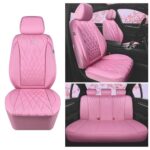 Luxury Pink Leather Car Seat Covers Set – Waterproof, Airbag Safe, SUV Fit - Image 8