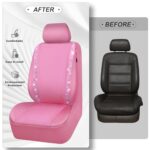 Luxury Pink Rhinestone Car Seat Covers - Universal Fit Bling Leather Protector - Image 9