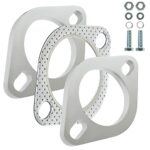 Slmnliras 2 Bolt 2.5 inch/63.5mm Exhaust Flange Connection Kit Corrosion Proof 2.5 inch 2 Blot Exhaust Flange & Exhaust Gasket Kit with Bolts & Nuts for 63.5mm OD Pipes(2 Pcs Flange)