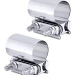 AOCISKA 2 Packs Exhaust Clamp,2.0” 2.25” 2.5” 3.0” Stainless Steel Joint Exhaust Pipe Muffler Clamp Band Butt Joint Band Clamp Sleeve Coupler,Used for Exhaust Pipe,Muffler,Elbow (2.5inch)