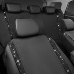 Sparkly Diamond Leather Car Seat Covers - Universal Fit Rhinestone Black Set - Image 3