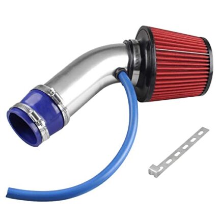 Sporacingrts Cold Air Intake Pipe, 76mm 3 Inch Universal PerCompatible withmance Car Cold Air Intake Turbo Filter Aluminum Automotive Air Filter Induction Flow Hose Pipe Kit (Silver)