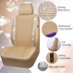 Bling Car Seat Covers Full Set Beige – Sparkly Faux Leather & Rhinestones - Image 4