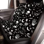 Skeleton Cat Moon Stars Car Seat Cover Set - Universal Fit, Thick Cushion, Comfort Upgrade - Image 4