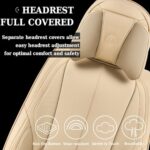 Premium Waterproof Leather Car Seat Covers: Universal Fit 5-Seat Protection Beige - Image 7