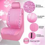 Luxury Pink Rhinestone Car Seat Covers - Universal Fit Bling Leather Protector - Image 4