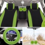 Complete Green Car Interior Protection Kit - Plush Seat Covers, Mats & Wheel Cover Set - Image 5