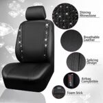 Sparkly Diamond Leather Car Seat Covers - Universal Fit Rhinestone Black Set - Image 5