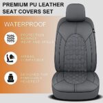 CAROMOP Waterproof PU Leather Car Seat Covers Set for SUVs & Sedans - Image 4