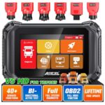 ANCEL V5 HD Heavy Duty Truck Scanner,2024 Elite Bidirectional Diesel Diagnostic Scan Tool,40+ Resets Full System Diagnostic Tool Code Reader ABS SRS DPF Regen for Truck & Commercial Vehicle
