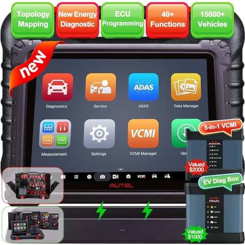 Autel MaxiSys Ultra EV OBD2 Scanner, Intelligent Diagnostic Scan Tool, Autel MaxiSys Ultra EV OBD2 Scanner, Intelligent Diagnostic Scan Tool, High Voltage Battery Pack Analysis, Better Ultra MS919 MS909, with EVDiag Box, J2534 ECU Programming, 5-in-1 VCMI, 40+ Services