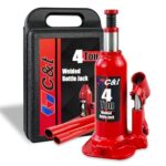 C&T 4 Ton (8,000 lb) Bottle Jack with Carrying Case, Welded Hydraulic Bottle Jack for Car, Pickup, Truck, RV, Repair Vehicle