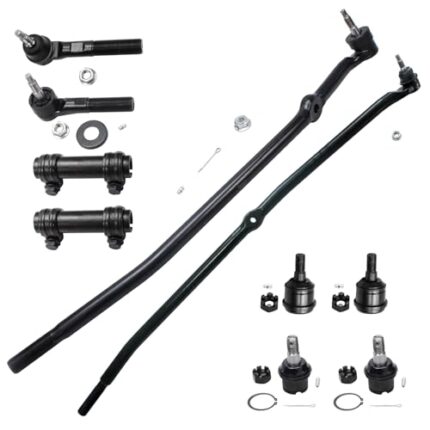 Detroit Axle - 4WD Front 10pc Suspension Kit for 03-08 Dodge Ram 2500 3500 Replacement 2003 2004 2005 2006 2007 2008, 4 Ball Joints 4 Tie Rods 2 Adjusting Sleeves