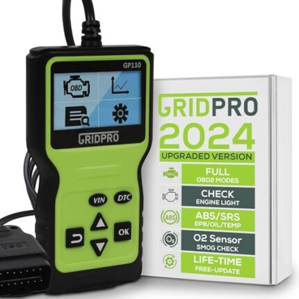 GRIDPRO GP110 OBD2 car Scanner Code Reader Clear Engine Light Diagnostic Tool CAN Bus for All Cars Large Display Gifts for him OBD II Check Engine Light car Battery Test