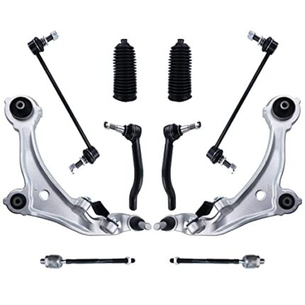 HAWK BROTHER 10 Pcs Suspension Kit Front Lower Control Arm w/Ball Joint Inner Outer Tie Rod Sway Bar Link Rack and Pinion Boots Replacement for 2009-2014 Nissan Murano-K622157 K622158