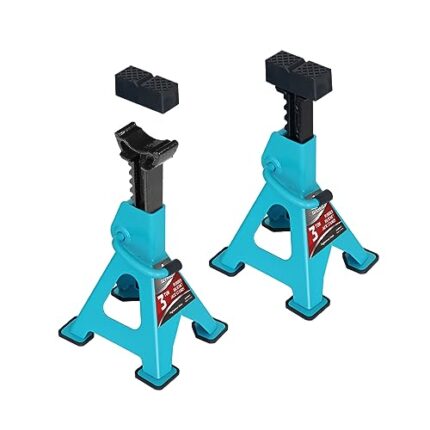 Jack Boss Jack Stands, 3 Ton (6600 LBs) Adjustable Ratchet Car Lifting Jack Stand with Dual Secure Pins, Insulated Rubber Saddle & Foot Pads for Electric Vehicles, Automotive Mortorcycles, 2 Pack