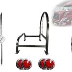 KOZAK Semi Truck Accessories Steel Double Tire and Super Single Spare Tire Holder Behind Cab for Tire Sizes 295/75R22.5, 255/70R22.5, 11R22.5 Plus Volvo Logo, 4X Trailer Tail Lights and Wipers