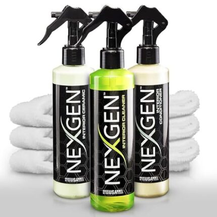 Nexgen 3-in-1 Car Interior Care Kit - Clean, Condition & Protect - UV & SiO₂ Shield - On-The-Go Car Detailing - Car Cleaning Supplies - ForLeather, Vinyl, Plastic & More - Includes Microfiber Towels