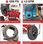 SIMPSON Cleaning ALH4240 Aluminum Series 4200 PSI Gas Pressure Washer, 4.0 GPM, HONDA GX390 Engine, Includes Spray Gun and Extension Wand, 5 QC Nozzle Tips, 3/8-inch x 50-foot Monster Hose, (49 State)