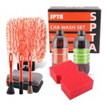 SPTA Car Cleaning Kit Car Wash Kit Car Detailing Brush Car Wash Liquid Car Wash Mitt Sponge Towels for Car Care Washing Polishing Cleaning Wheels Interior Exterior