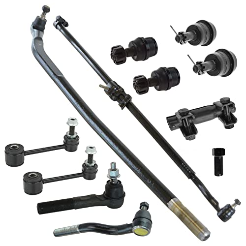 TRQ Tie Rod End Drag Link Ball Joint Sway Bar TRQ Tie Rod End Drag Link Ball Joint Sway Bar Link Steering Suspension Kit 12pc Set for 2007-2017 Jeep Wrangler JK