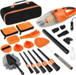 UINSUE 17-in-1 Professional Car Cleaning Kit with High-Power Vacuum Detailing Brushes and Windshield Cleaner All-in-One Interior and Exterior Care Solution (Orange)