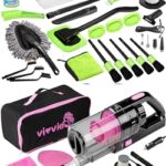 vioview Car Cleaning Detailing Kit Interior Cleaner, Car Cleaning Supplies with High Power Portable Car Vacuum Cleaner, Detailing Brush Set, Windshield Cleaner, Car Accessories for Women