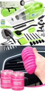 vioview Pink Car Cleaning Kit, 21PCS Car Detailing Kit Interior Cleaner with 4-in-1 Handheld Car Vacuum Cleaner + 8 Pack Car Cleaning Gel, Pink Car Cleaning Putty