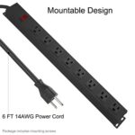 Heavy Duty 8-Outlet Wall Mount Power Strip with Surge Protection, 15A, 6ft Cord - Image 4