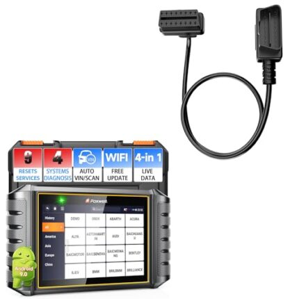 2024 FOXWELL NT716 OBD2 Scanner 9+ Resets Auto Scan Tool ABS SRS Transmission Engine Diagnostic Code Reader and FOXWELL OBD2 OBD II 16Pin Male to Female Diagnostic Extension Convert Cable