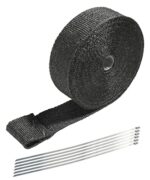 AOCISKA 2"x50' Exhaust Wrap,Black Exhaust Heat Wrap Roll with Stainless Ties,Heat Shield Insulation Heat Shield Automotive,Exhaust Heat Shield Header Wrap