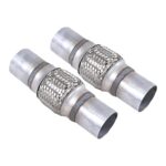 FGJQEFG 2PCS Exhaust Flex Pipe Stainless Steel Braid 2" x 4" w/Ends 8" Long