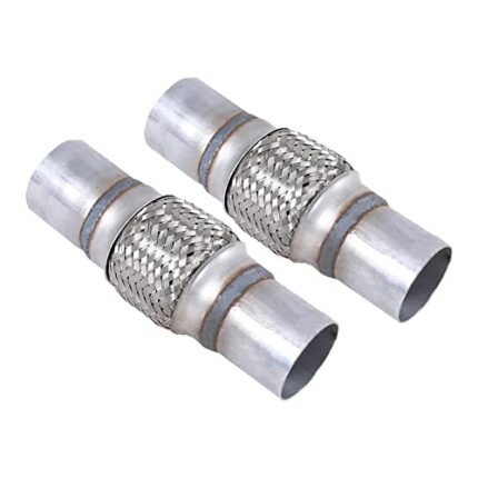 FGJQEFG 2PCS Exhaust Flex Pipe Stainless Steel Braid 2" x 4" w/Ends 8" Long