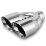AUTOSAVER88 Universal Dual Exhaust Tip 2.5 Inch Inlet, 2.5" Inlet 3.5" Outlet 9.5" Length Chrome Polished Stainless Steel Exhaust Tailpipe Tip, 2 1/2 Inch Double Layer Staggered Exhaust Tip, Weld-On