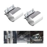 BESULEN 2 Inch Exhaust Clamp, 2 PCS Butt Joint Band Clamp Sleeve Coupler, Car Stainless Steel Muffler Band Clamp, Exhaust Pipes Repair Sleeve Connector, Car Exterior Accessories (2")