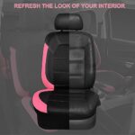 Breathable Leather Car Seat Covers for Women - Universal Fit, Airbag Safe, Black/Pink - Image 6