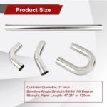 BIGREAT 3" Stainless Steel Exhaust Pipe Kit, Universal Mandrel Bent, 8-Piece Set - Image 2