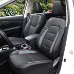 Platinum Vinyl Faux Leather Car Seat Covers Black/Grey, Airbag Safe, 2-Pack - Image 2