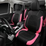 Breathable Leather Car Seat Covers for Women - Universal Fit, Airbag Safe, Black/Pink - Image 2