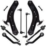 AUQDD 8Pc Front End Suspension Kit Fit For 2014-2020 Ni-ssan Rogue, 17-22 Rogue Sport, 2 Lower Control Arm w/Ball Joint 2 Sway Bar Link 4 Outer Inner Tie Rod End (# K623110 K750783 EV801396 ES801220)