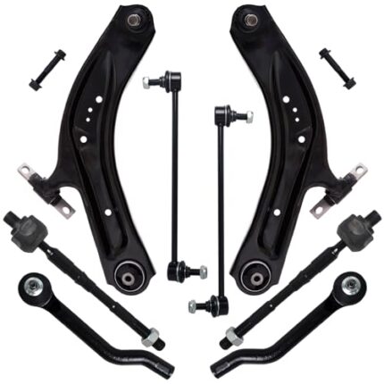 AUQDD 8Pc Front End Suspension Kit Fit For 2014-2020 Ni-ssan Rogue, 17-22 Rogue Sport, 2 Lower Control Arm w/Ball Joint 2 Sway Bar Link 4 Outer Inner Tie Rod End (# K623110 K750783 EV801396 ES801220)